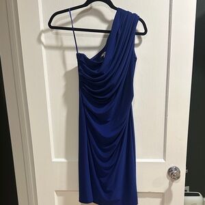 Evan Picone Royal Blue One-Shoulder Dress